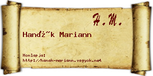 Hanák Mariann névjegykártya
