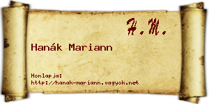 Hanák Mariann névjegykártya